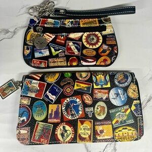 Sydney Love World Travel Print Zip Around Wallet and Coin Purse, Black Multi